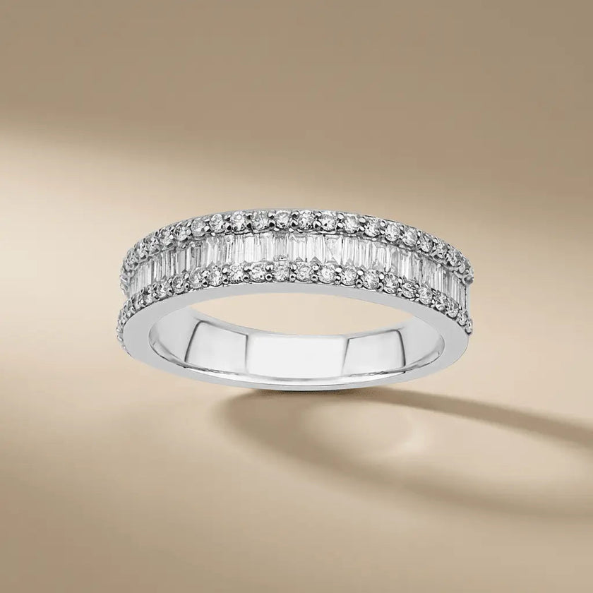 Gold Wedding Band – Baguette Round Diamond Eternity – 14ct Gold