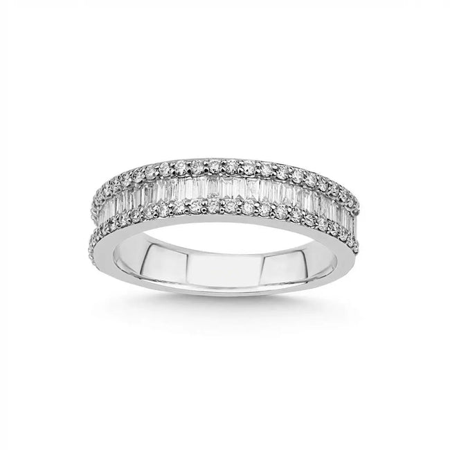 Gold Wedding Band – Baguette Round Diamond Eternity – 14ct Gold
