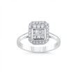 14ct/14K White Gold Natural Diamond Ring – Baguette Diamond Halo 0.39ct