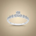 14K White Gold Natural Diamond Ring – Hexagon Diamond with Baguette Center 0.18ct
