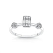 14ct/14K White Gold Natural Diamond Engagement Ring – Baguette Center Diamond with Cluster Accents