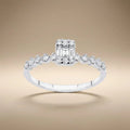 14ct/14K White Gold Natural Diamond Ring – Baguette Diamond Cluster with Accented 0.34ct