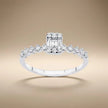 14ct/14K White Gold Natural Diamond Ring – Baguette Diamond Cluster with Accented 0.34ct