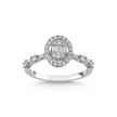 14ct/14K White Gold Natural Diamond Engagement Ring – Oval Halo Baguette Diamond 0.44ct