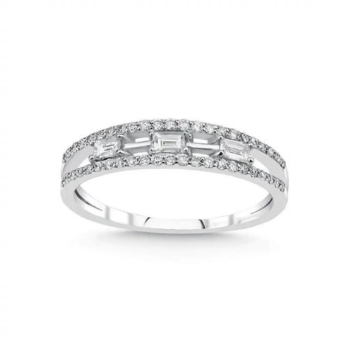 14ct/14K White Gold Natural Diamond Ring – Baguette Diamond Center 0.31ct