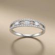 14ct/14K White Gold Natural Diamond Ring – Baguette Diamond Center 0.31ct