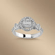 14ct/14K White Gold Natural Diamond Ring – Halo Baguette Diamond Cluster 0.52ct