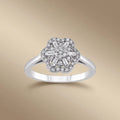 14ct/14K White Gold Natural Diamond Ring – Vintage Flower Diamond Cluster 0.3ct