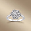 14ct/14K White Gold Natural Diamond Ring – Vintage Flower Diamond Cluster 0.3ct