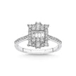 14ct/14K White Gold Natural Diamond Ring – Baguette Center Double Halo Diamond 0.72ct