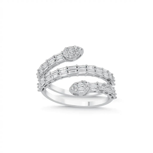 14ct/14K White Gold Natural Diamond Ring – Wrap Style Baguette Diamond 1.01ct