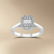 14K White Gold Natural Diamond Ring – Octagon Halo Diamond Cluster 0.14ct