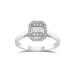 14K White Gold Natural Diamond Ring – Octagon Halo Diamond Cluster 0.14ct