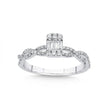 14ct/14K White Gold Natural Diamond Ring – Baguette Diamond Center with Pavé Infinity 0.31ct