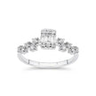 14ct/14K White Gold Natural Diamond Ring – Baguette Center Diamond with Round Diamond Accents 0.37ct