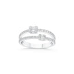 14ct/14K White Gold Natural Diamond Ring – Open Double Diamond with Baguette Clusters 0.5ct