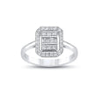 14ct/14K White Gold Natural Diamond Ring – Baguette Halo Diamond 0.57ct