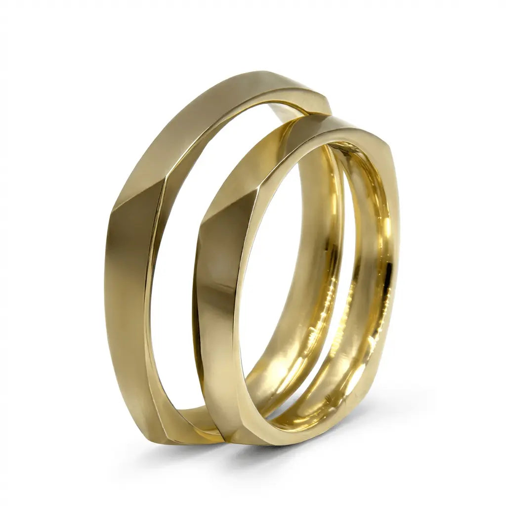 3mm Gold Wedding Band – Faceted Vega 2 – 9ct/14ct/18ct Gold