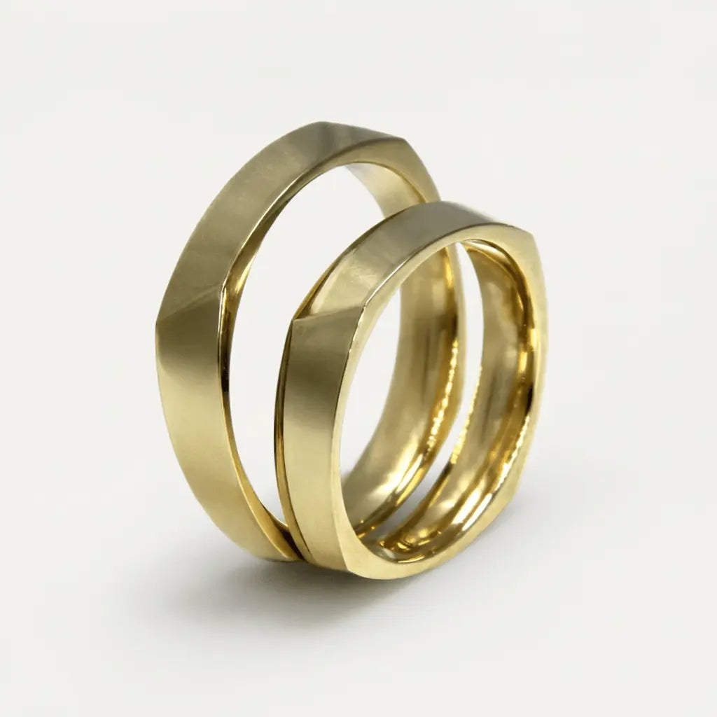 5mm Gold Wedding Band – Modern Lines Axiom – 9ct/14ct/18ct Gold