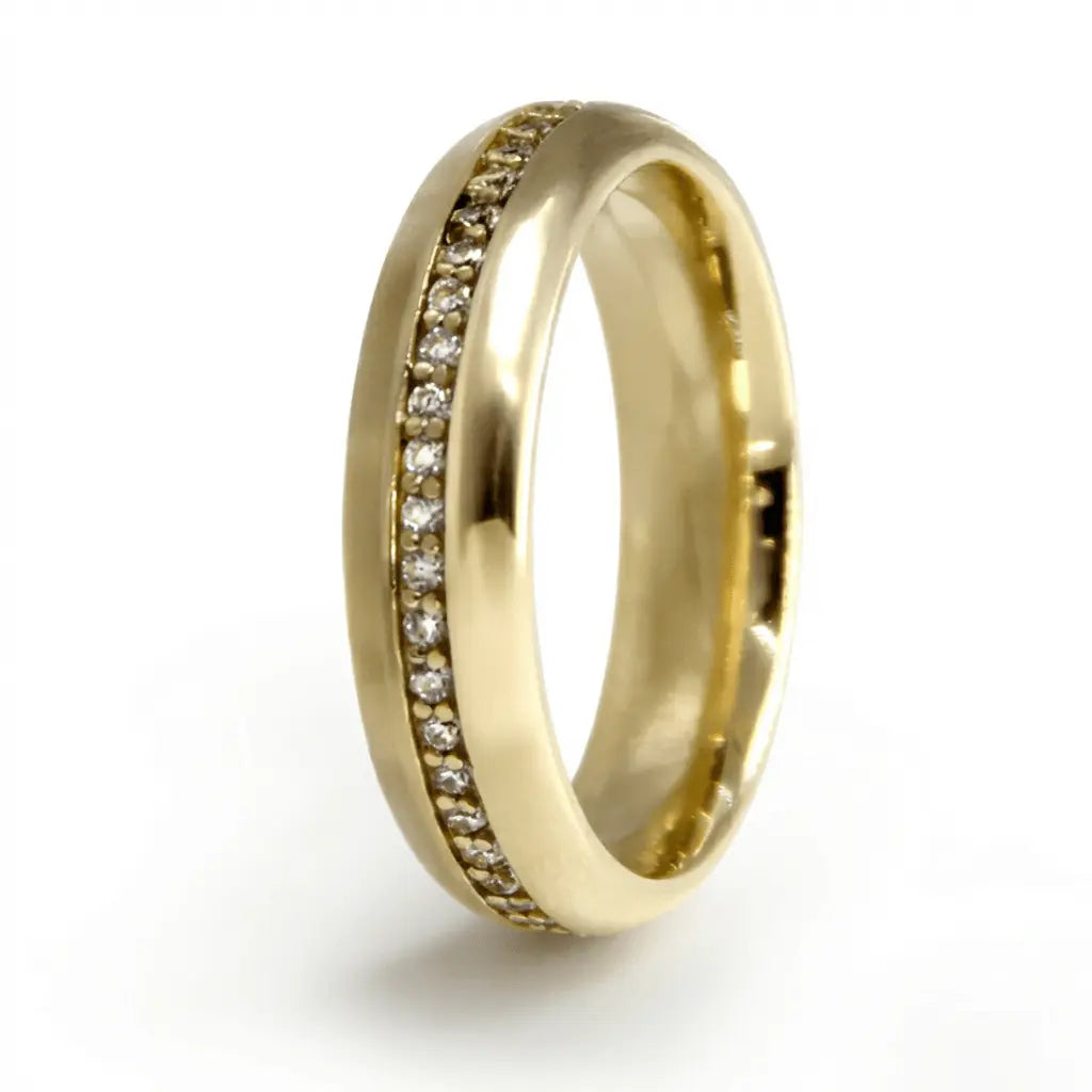 4mm Gold Wedding Band – Celeste Diamond Line – 9ct/14ct/18ct Gold