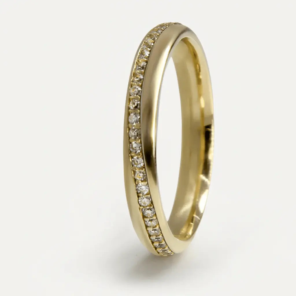 3mm Gold Wedding Band – Nova Diamond Line – 9ct/14ct/18ct Gold