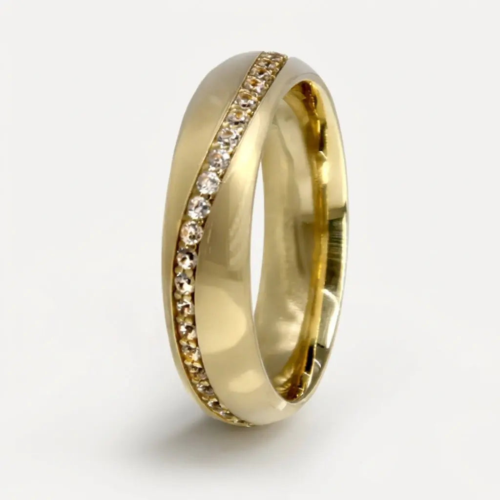 5mm Gold Wedding Band – Stella Diamond Line – 9ct/14ct/18ct Gold