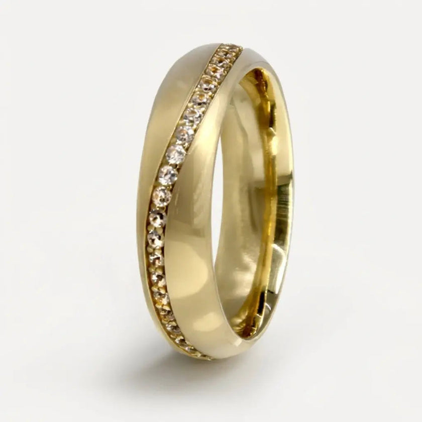 5mm Gold Wedding Band – Stella Diamond Line – 9ct/14ct/18ct Gold