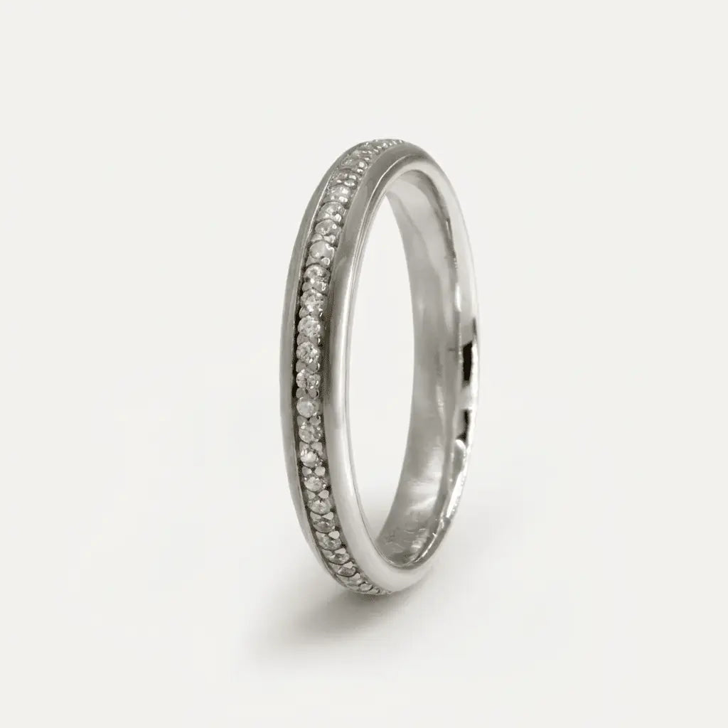 3mm Gold Wedding Band – Diamond Line Luna – 9ct/14ct/18ct Gold