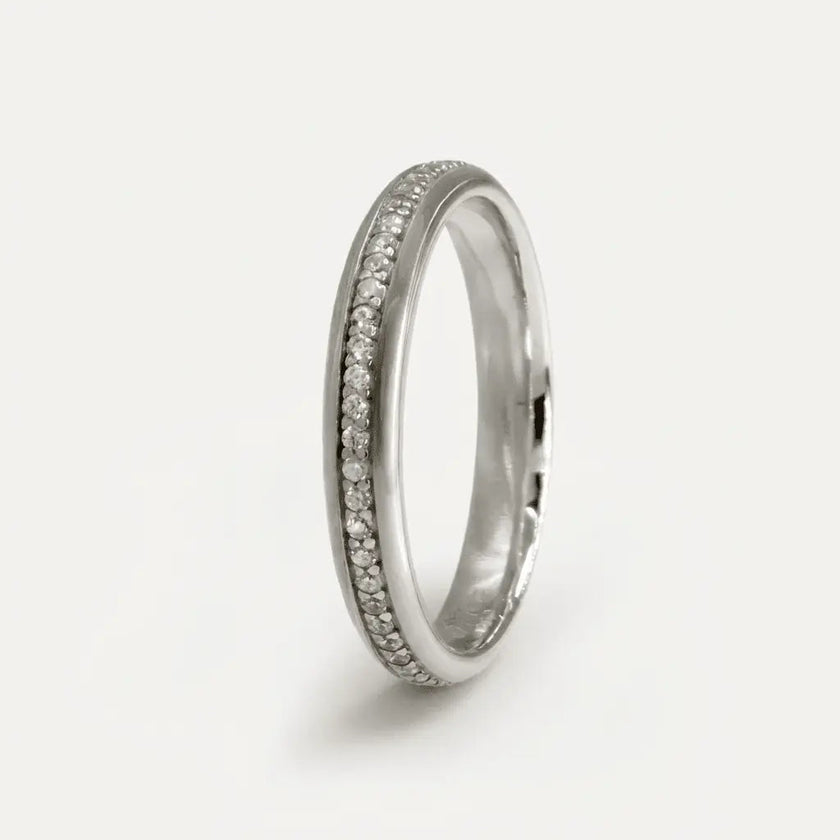 3mm Gold Wedding Band – Diamond Line Luna – 9ct/14ct/18ct Gold