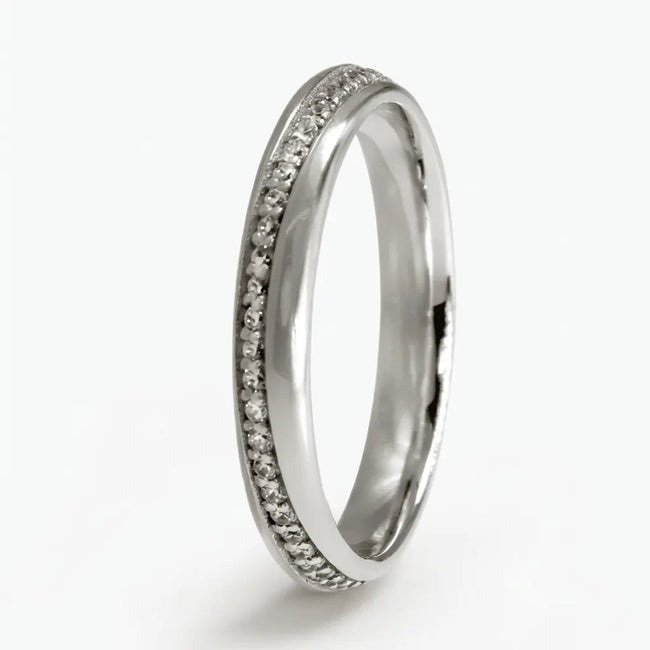 3mm Gold Wedding Band – Diamond Line Selene – 9ct/14ct/18ct Gold