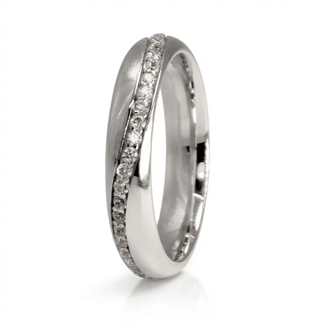 4mm Gold Wedding Band – Diamond Line Elara – 9ct/14ct/18ct Gold