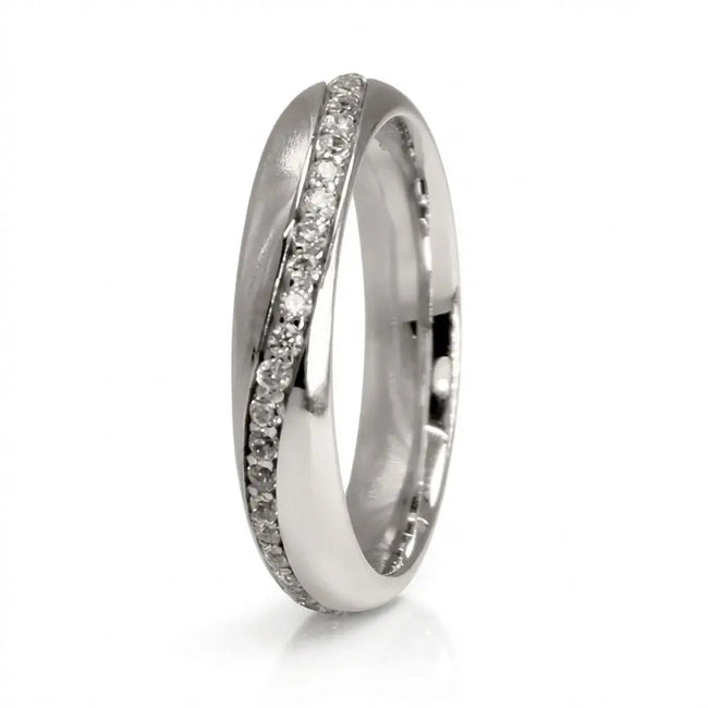 4mm Gold Wedding Band – Diamond Line Elara – 9ct/14ct/18ct Gold