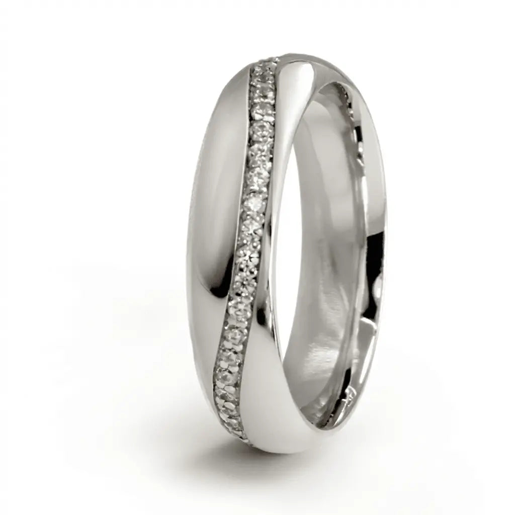 5mm Gold Wedding Band – Diamond Flow Lyra – 9ct/14ct/18ct Gold
