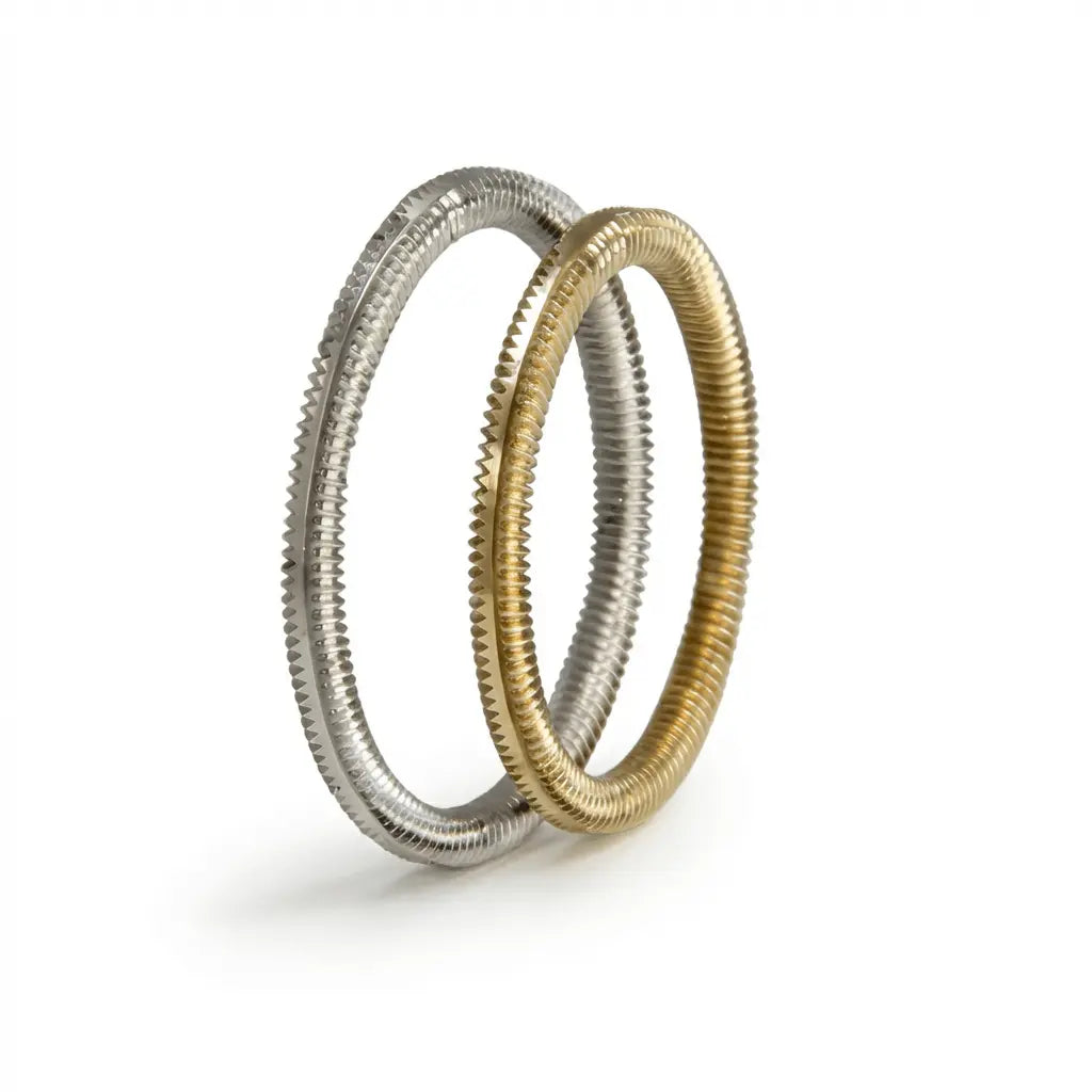 2mm Gold Wedding Band – Dual Tone Texture Helix Line – 9ct/14ct/18ct Gold