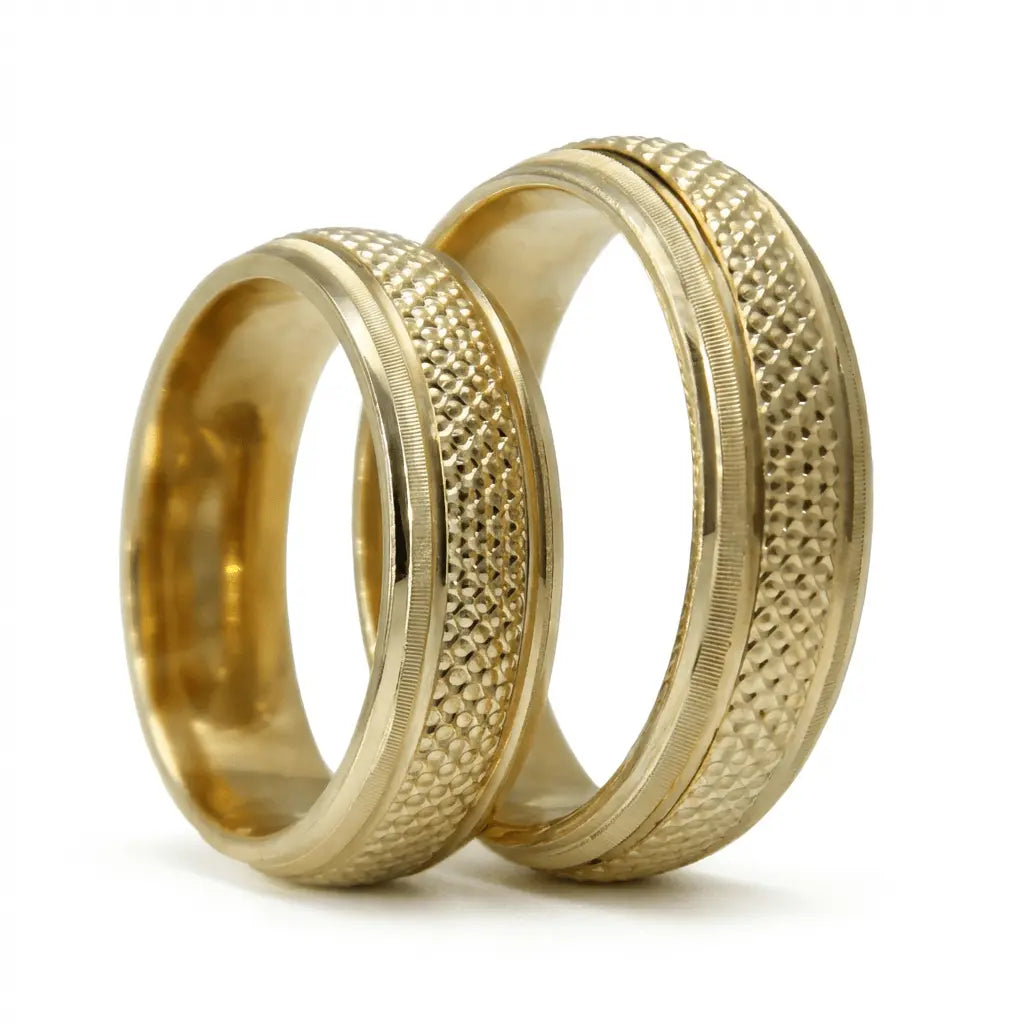 6mm Gold Wedding Band – Granular Texture Solis Craft – 9ct/14ct/18ct Gold