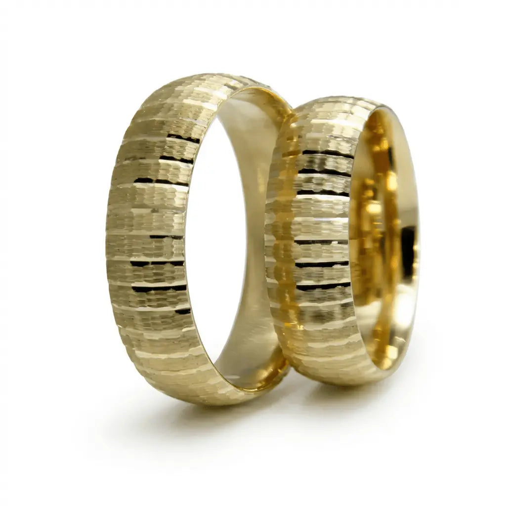6mm Gold Wedding Band – Layered Texture Strata Line – 9ct/14ct/18ct Gold