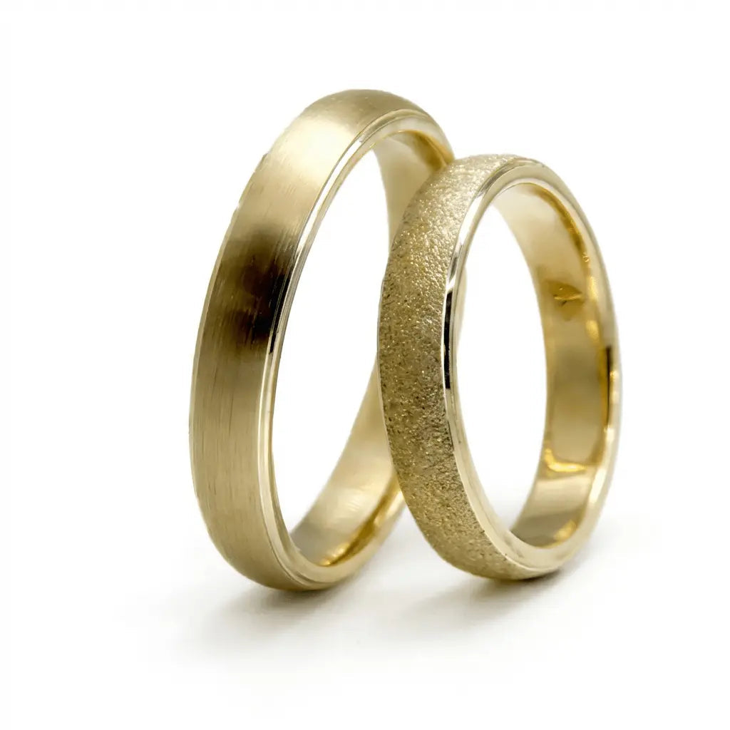 4mm Gold Wedding Band – Minimal Texture Satin Dust – 9ct/14ct/18ct Gold