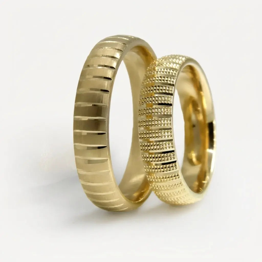 5mm Gold Wedding Band – Granular Line – 9ct/14ct/18ct Gold