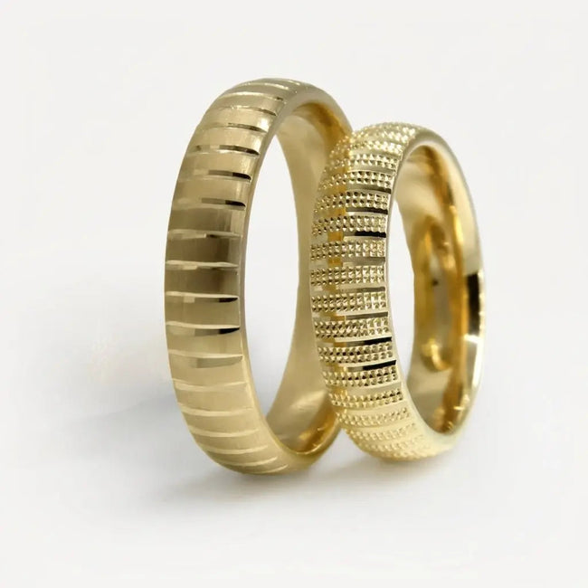 5mm Gold Wedding Band – Granular Line – 9ct/14ct/18ct Gold