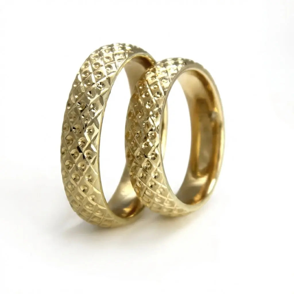 5mm Gold Wedding Band – Faceted Pattern – 9ct/14ct/18ct Gold