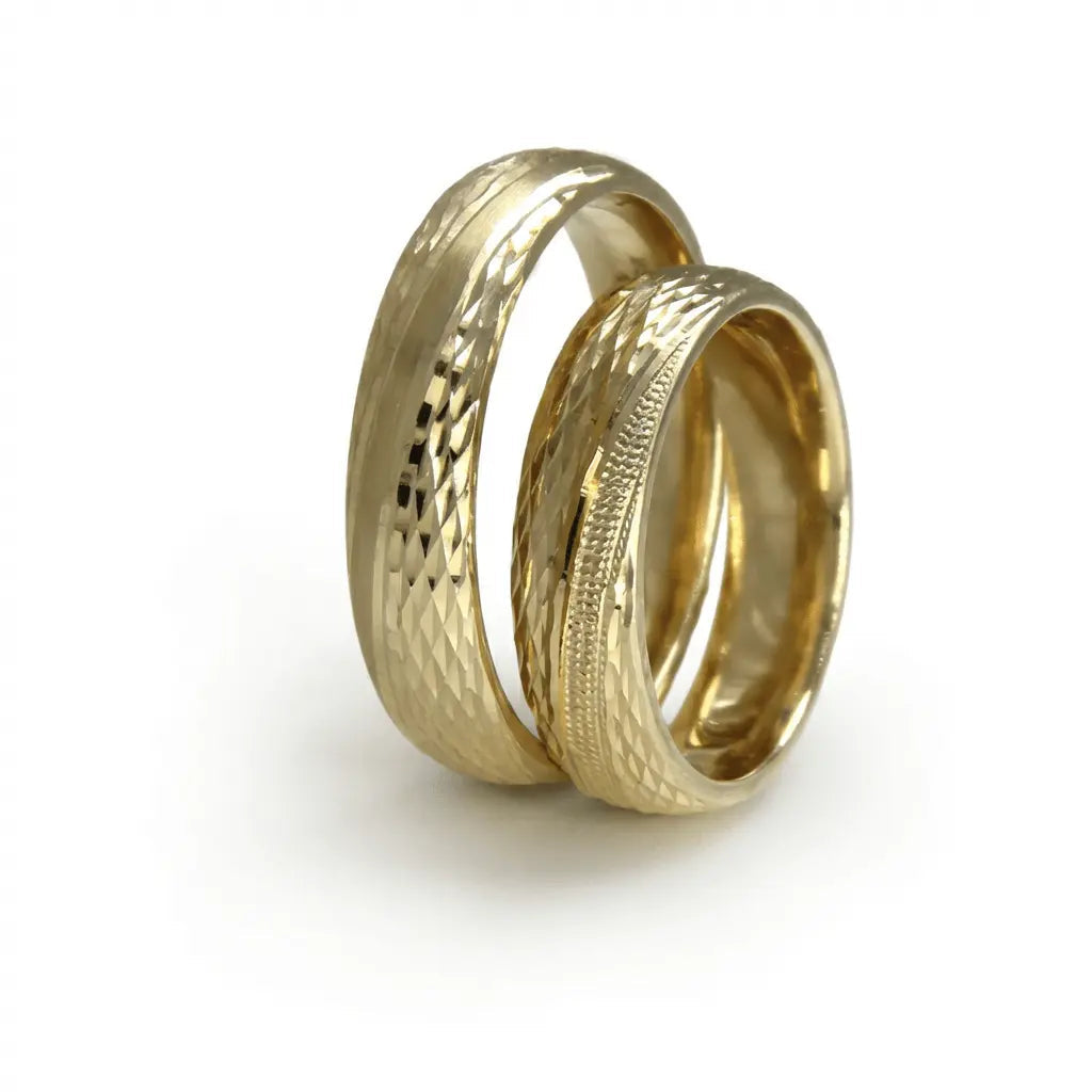 5mm Gold Wedding Band – Faceted Textured – 9ct/14ct/18ct Gold