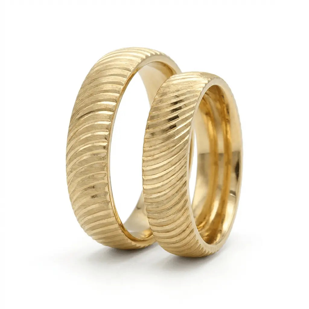 5mm Gold Wedding Band – Spiral Faceted – 9ct/14ct/18ct Gold