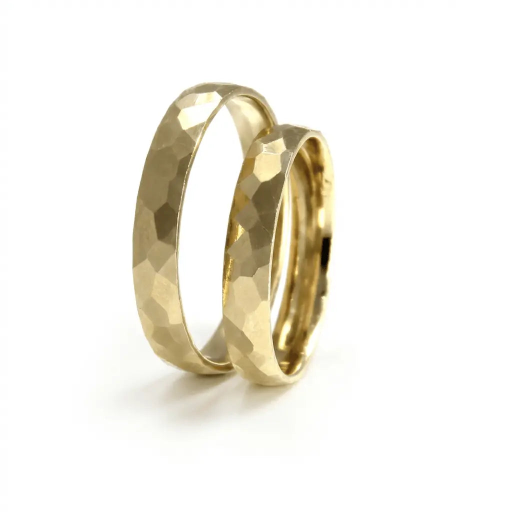 3.5mm Gold Wedding Band – Hammered Faceted – 9ct/14ct/18ct Gold