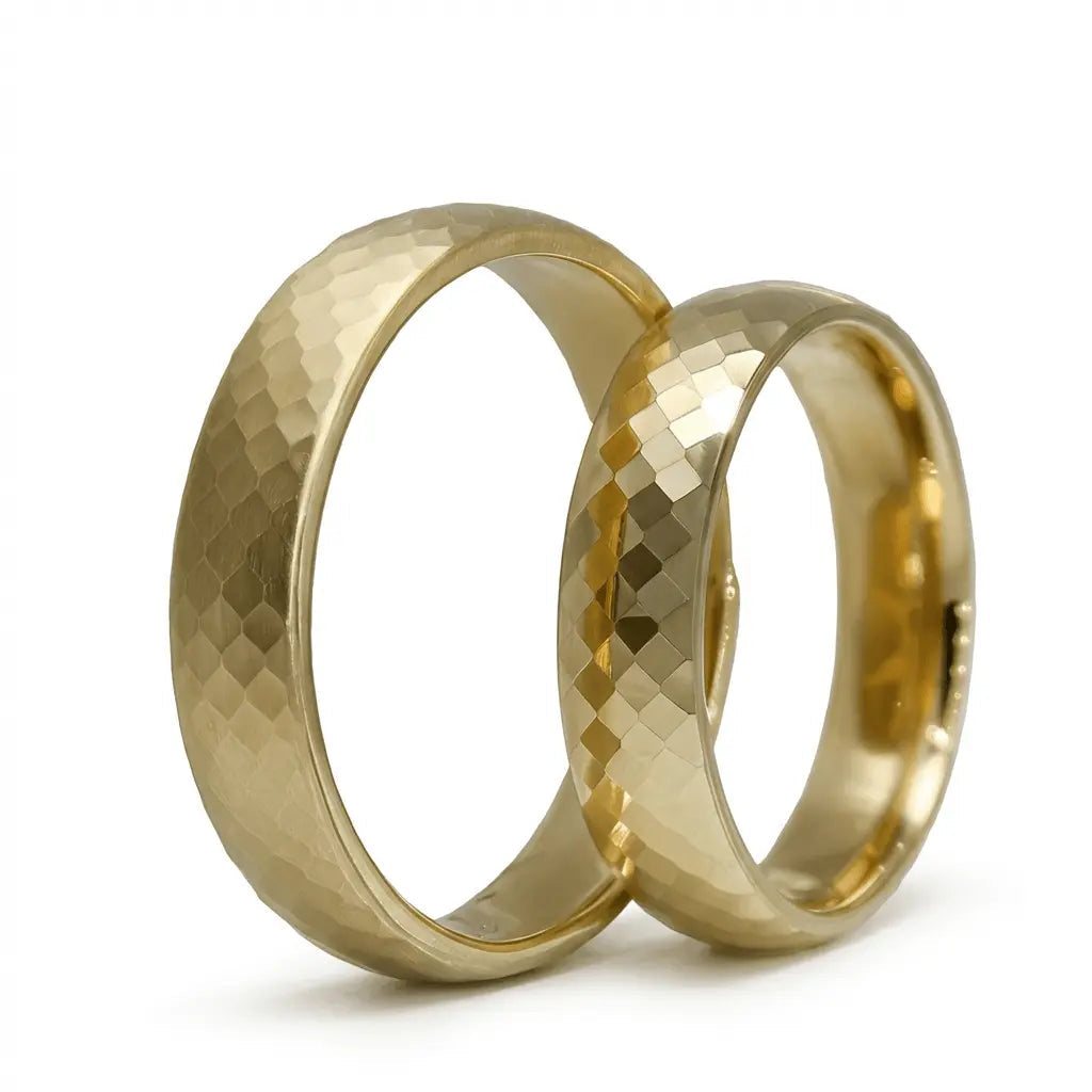 5mm Gold Wedding Band – Hexa Faceted – 9ct/14ct/18ct Gold
