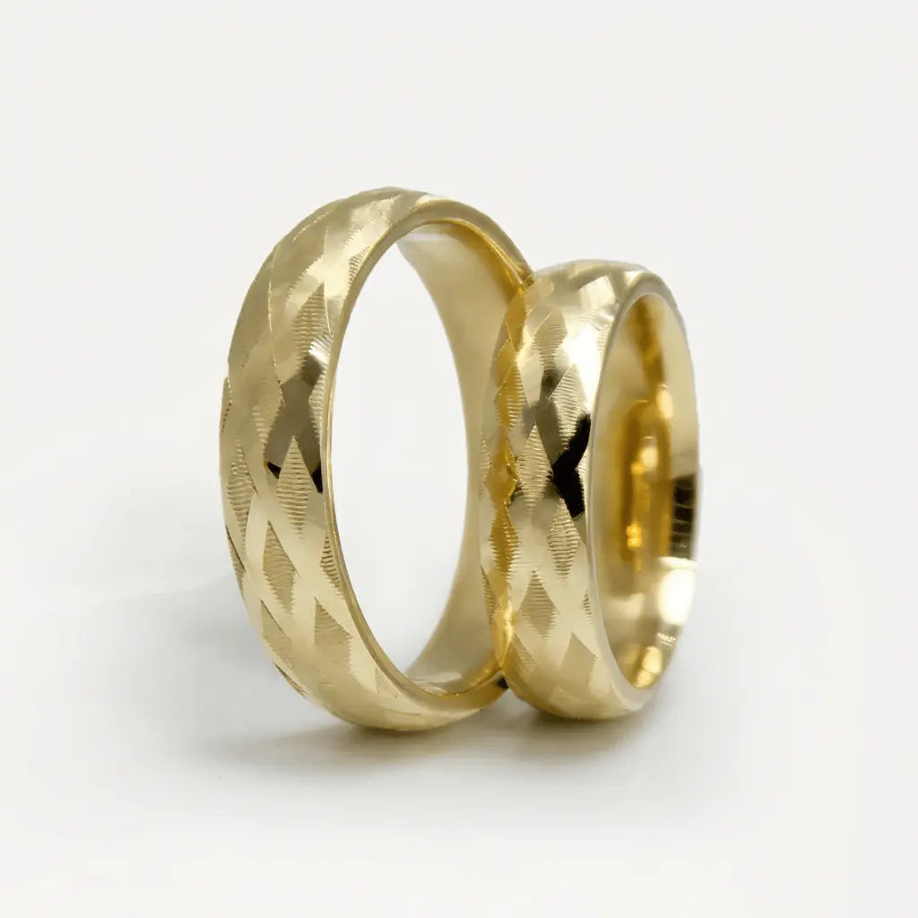 5mm Gold Wedding Band – Cross Faceted – 9ct/14ct/18ct Gold