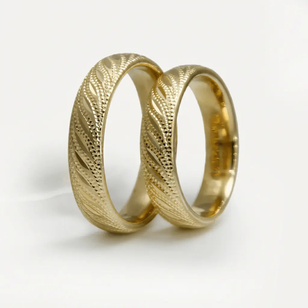 5mm Gold Wedding Band – Faceted Ocean Wave Design Width – 9ct/14ct/18ct Gold
