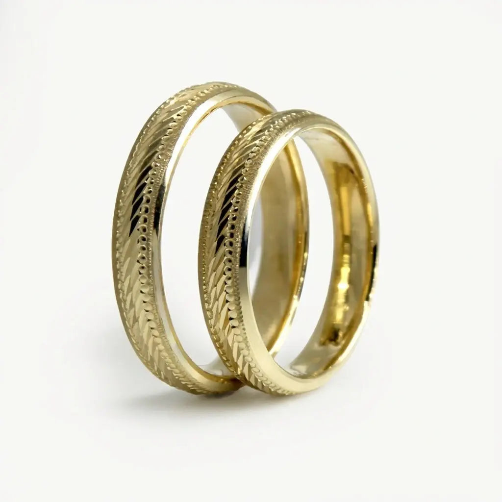 4mm Gold Wedding Band – Slim Micro Faceted – 9ct/14ct/18ct Gold