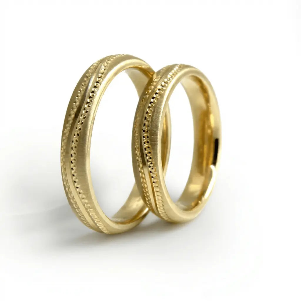 4mm Gold Wedding Band – Slim Micro Detail – 9ct/14ct/18ct Gold