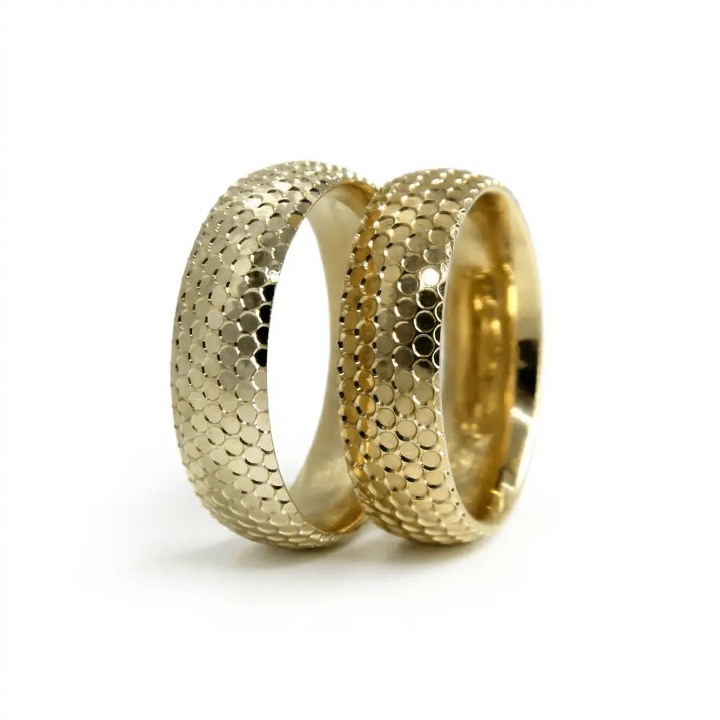 6mm Gold Wedding Band – Disc Texture – 9ct/14ct/18ct Gold