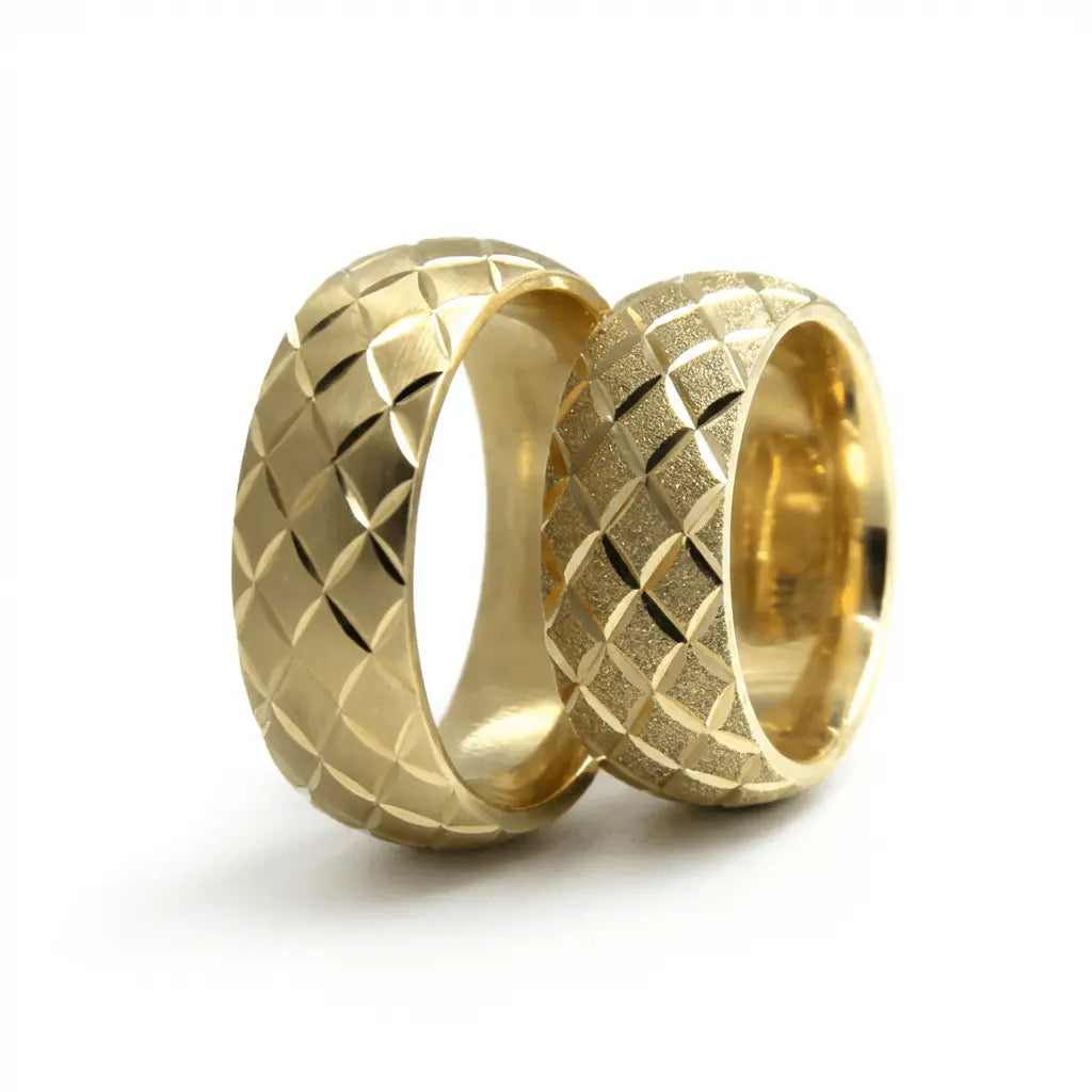 7mm Gold Wedding Band – Geometric Faceted – 9ct/14ct/18ct Gold